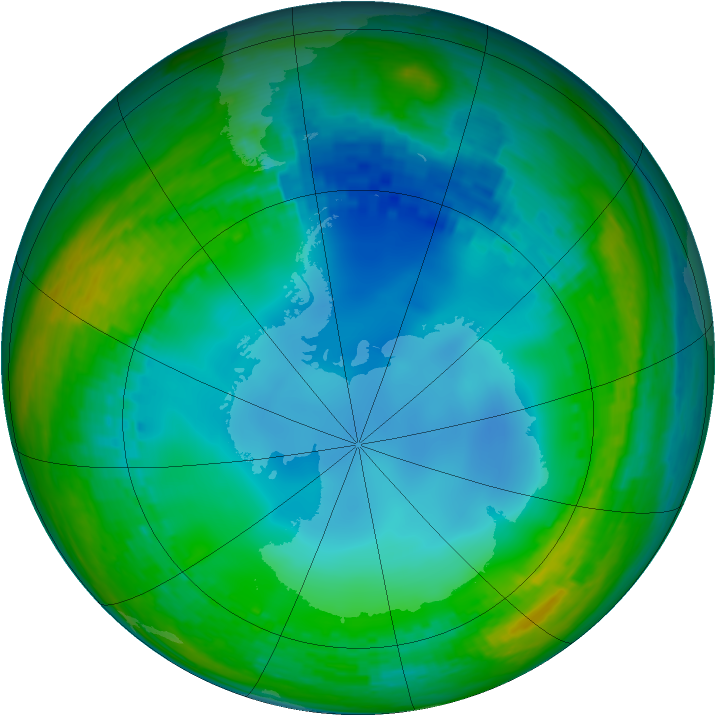 Antarctic ozone map for 17 July 2003